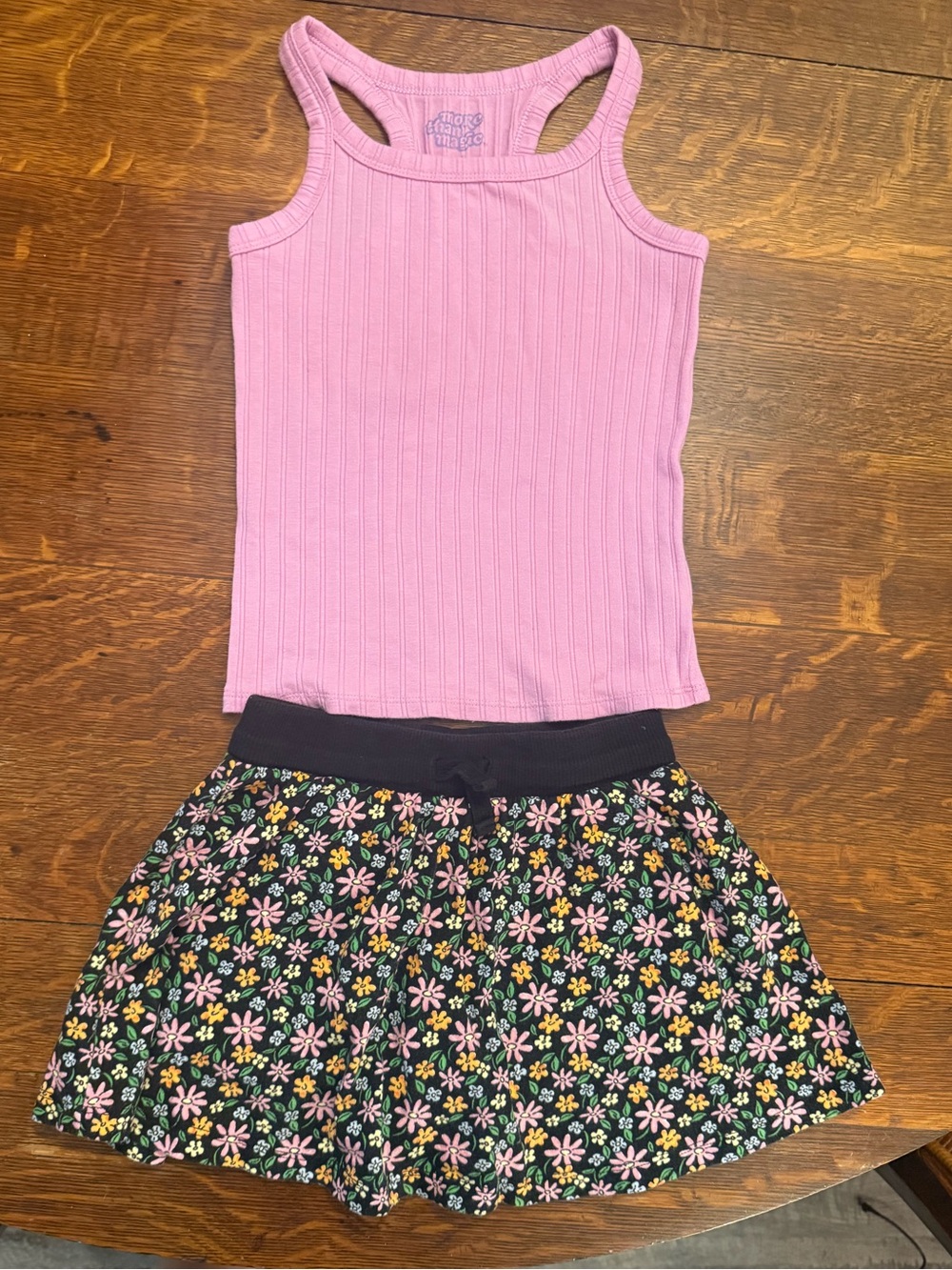 Violet Ribbed Racerback Tank Top & Floral Skort Set- More Than Magic + Old Navy